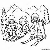 Skiing Friends On The Slopes Coloring Page  Pagescom sketch template