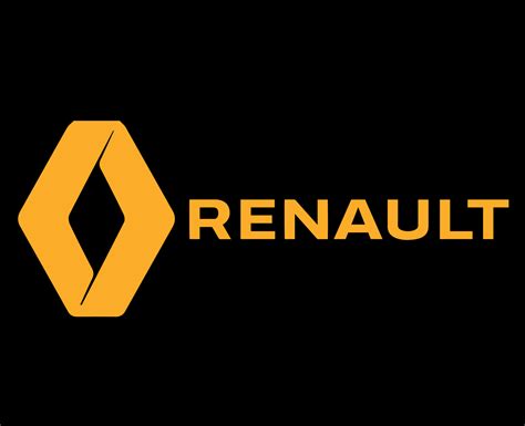 Renault Logo Brand Symbol With Name Yellow Design French Car Automobile ...