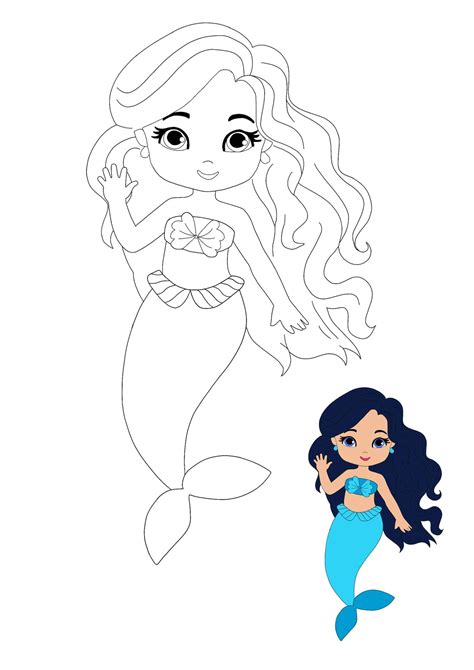 Mermaid Princess Coloring Pages - 2 Free Coloring Sheets (2021)