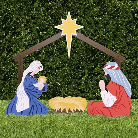 Nativity Display Scene Outdoor Holy Baby Jesus Family Mary Christmas Yard Decor - Yard Decor