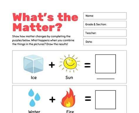 Changing States Of Matter Worksheets