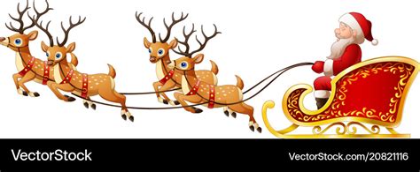 Santa claus rides reindeer sleigh on christmas Vector Image