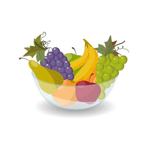 Fruit bowl with grapes, apple and pear isolated on white background. 3032284 Vector Art at Vecteezy