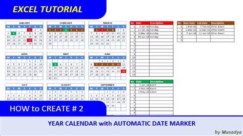 How to Create Excel Calendar for Specific Year with Automatic Date ...