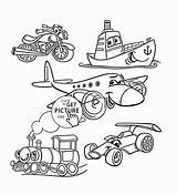 Cartoon Transport Set coloring Page For Toddlers Transportation  sketch template