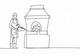 Dibujo De Una Sola Línea Continua herrero Femenino Pie Con Delantal  sketch template