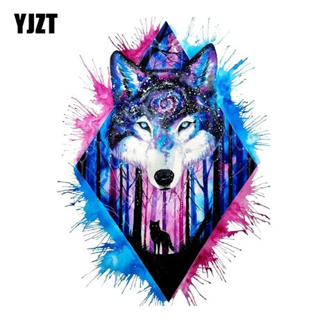 Yjzt 11.3cm*15.4cm Interesting Galaxy Wolf Head Pvc Motorcycle Car Sticker 11-00493 - Car ...