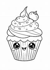 Cupcake Mignon Sans Arriere Plan  And Cake Coloring Pages For Kids sketch template