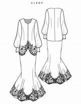Baju Kurung Moden With Bishop Sleeves sketch template