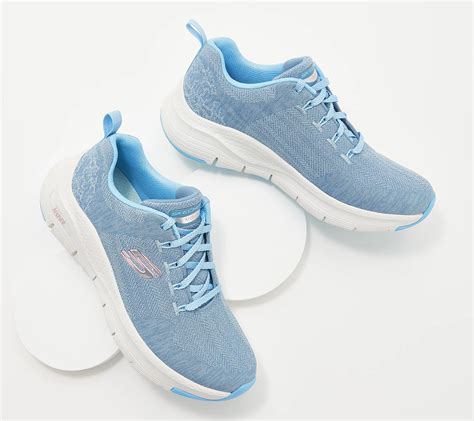 Skechers Washable Knit Lace-Up Arch Fit Sneakers - Comfy Wave - QVC.com