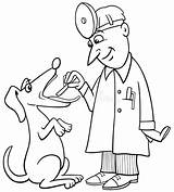 Cartoon Dog At The Vet Having Throat Exam Coloring Page Stock Vector  sketch template