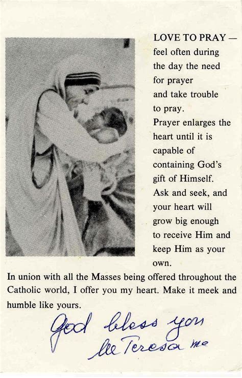 Mother Teresa Prayer Card