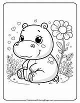 Hippo Coloring Pages 6 Free Printable  Cute Animals sketch template