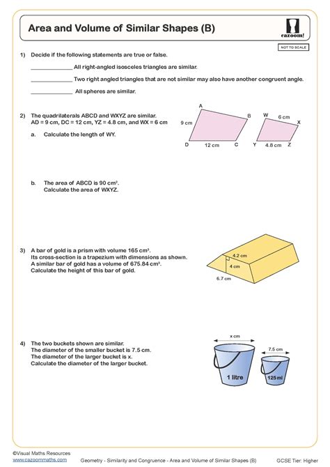 Area and Volume of Similar Shapes (B) Worksheet | Fun and Engaging PDF ...