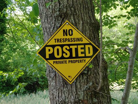 No Trespassing Posted Private Property Yellow or Orange ALUMINUM Self Supporting Sign – No ...