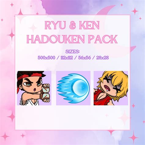 Ryu and Ken Hadouken Emote Bundle Street Fighter 6 Set of Three Sticker ...