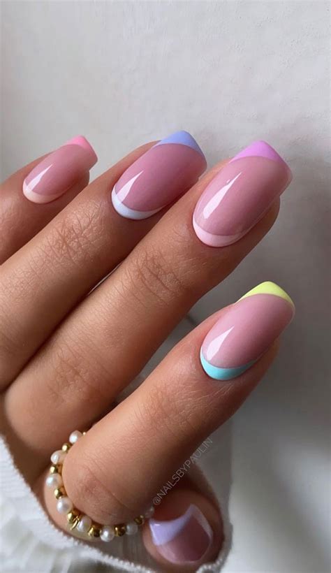 Cute Spring Nails That Will Never Go Out Of Style : Different pastel color nail tips