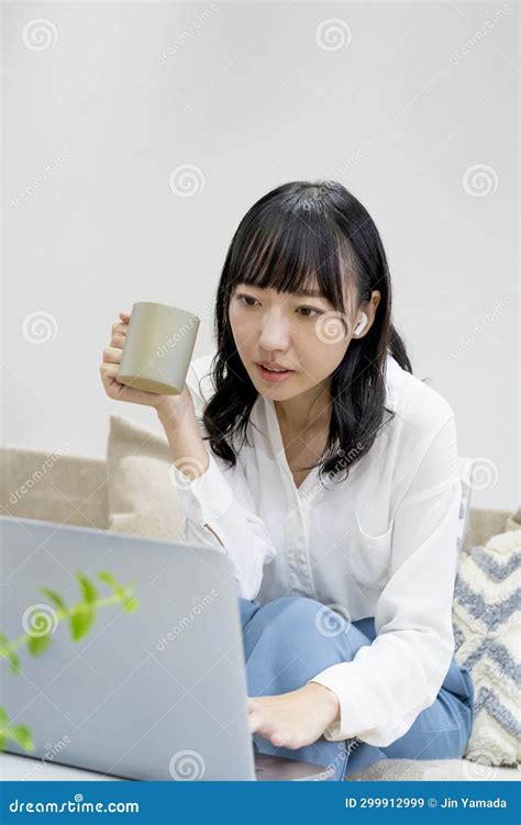 Work from home with laptop stock image. Image of computer - 299912999