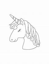 Cute Unicorn Head Pages Printable Coloring sketch template