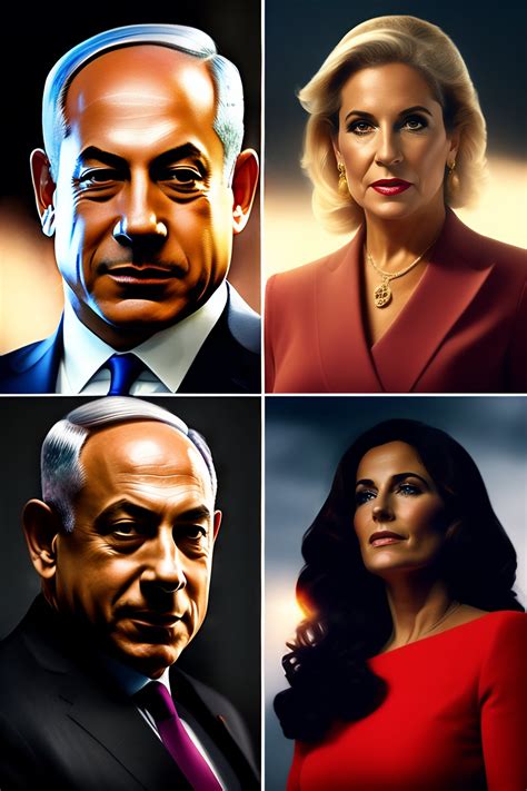 Lexica - Benjamin Netanyahu,+Sarah Netanyahu. all on one photo.cinematic lightning.portrait