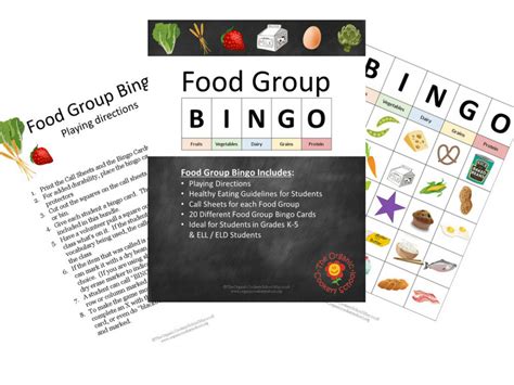 FOOD GROUP BINGO (US version) | Teaching Resources