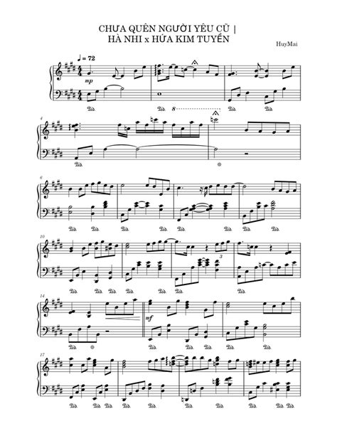 CHƯA QUÊN NGƯỜI YÊU CŨ | HÀ NHI x HỨA KIM TUYỀN Sheet music for Piano ...