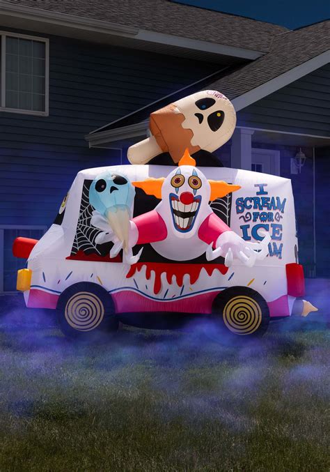 8FT Inflatable Killer Evil Clown Sweet Shrieks Ice Cream Truck Decoration | Inflatable Decorations