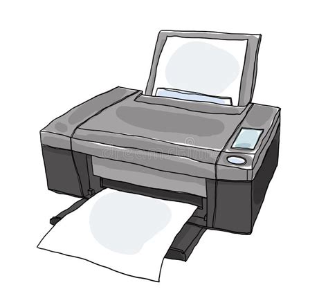 Printer Cute Hand Drawn Painting Illustration Stock Illustration ...