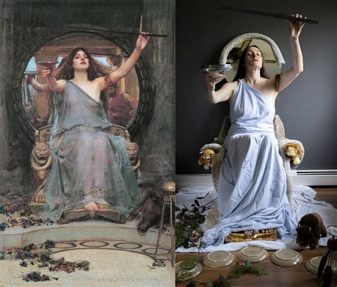 Famous painting recreation "Circe Offering the Cup to Ulysses" by John William Waterhouse : r ...