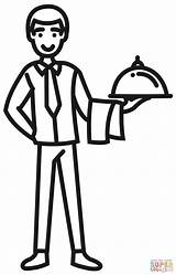 Coloring Waiter Pages Waitress Printable Colouring Sheet Sheets Adult  sketch template