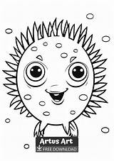 Porcupine Fish Coloring Page sketch template
