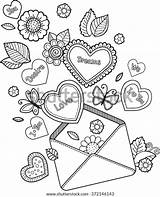 Coloring Book Adult Love Letter Valentines Vector De Stock Libre  sketch template
