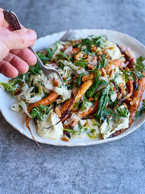 Roast Baby Carrot Salad with Fennel, Smoked Almonds and Spicy Jalapeno, Garlic & Parsley - Fresh ...