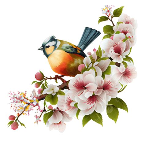 Bird On Spring Flowers, Bird, Spring, Flowers PNG Transparent Clipart Image and PSD File for ...
