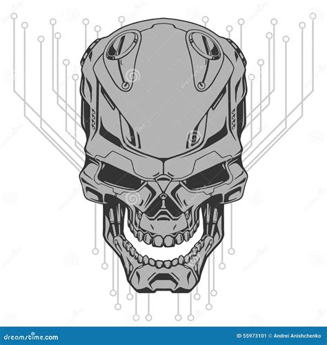 Robot skull illustration stock vector. Illustration of black - 55973101