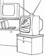 Tv Coloring Pages Television Table Clipart Colouring  sketch template