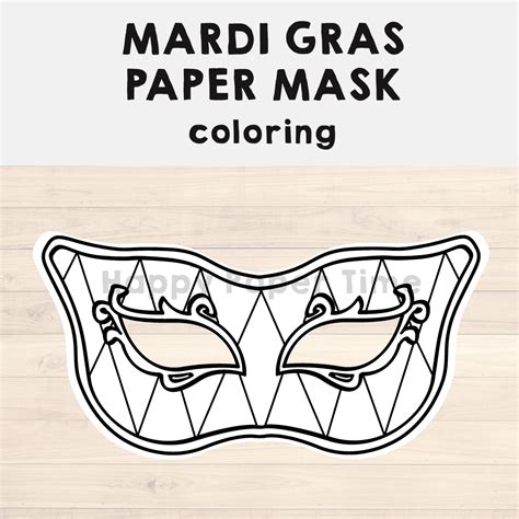 Mardi Gras Paper Mask Printable Festival Coloring Craft Activity Costume | Made By Teachers