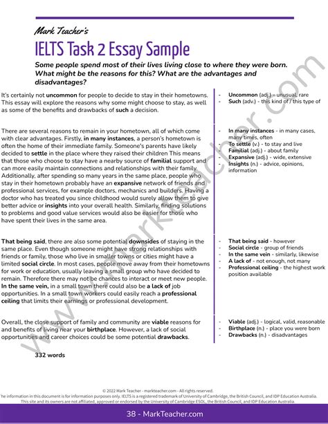 IELTS Writing Task 2 Essay Sample - Staying in your hometown - Descriptive Essay - IELTS with ...