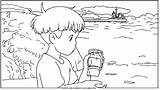 Coloriages Ponyo Sur La Falaise Un Film Danimation DHayao  sketch template