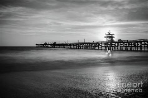 San Clemente Pier Sunset Black and White Photography Photograph by Paul Velgos | Fine Art America