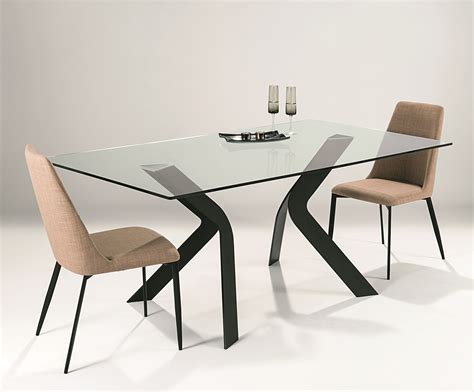 Black Leg Rectangular Glass Dining Table | Glass dining table, Glass top dining table, Dining ...