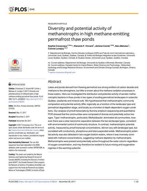 (PDF) Diversity and potential activity of methanotrophs in high methane ...