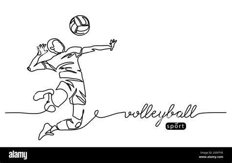 Volleyball player. Male jumps in attack. Playing volley simple vector background, banner, poster ...