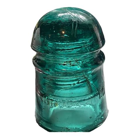 VINTAGE BROOKFIELD NY Green Glass Aqua Insulator New York VTG 3.5" $12.99 - PicClick