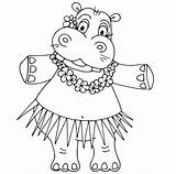 Hippo Hula Coloring Page  Free Printable Pages sketch template