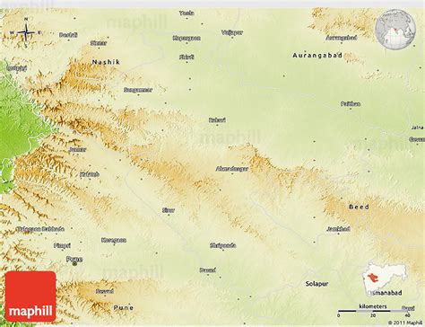 Physical 3D Map of Ahmadnagar