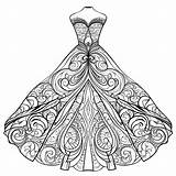 Ball Gown Dress Coloring Page For Adults  sketch template