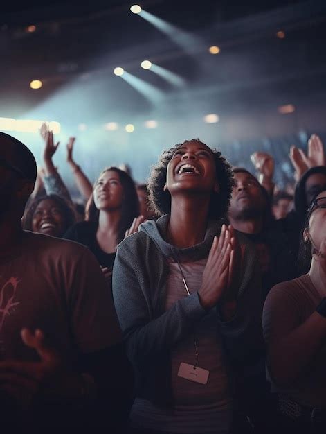 Premium Photo | A crowd of people are cheering and clapping at a concert.