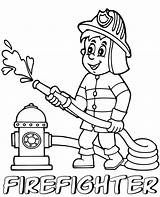 Coloring page firefighter At Work Printable Images Professions sketch template