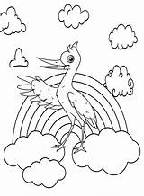 Stork With Rainbow And Clouds Coloring Page  Free Printable Pages sketch template